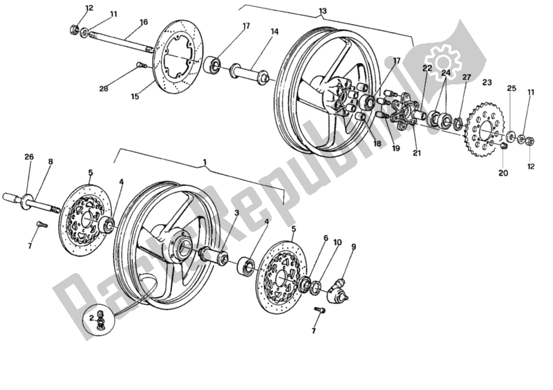 Todas as partes de Rodas do Ducati Paso 907 I. E. 1990